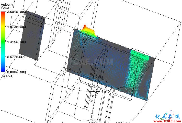 出風口2速度矢量.png 【CFD】酒店套房室內空調流場溫度場分析fluent結果圖片6