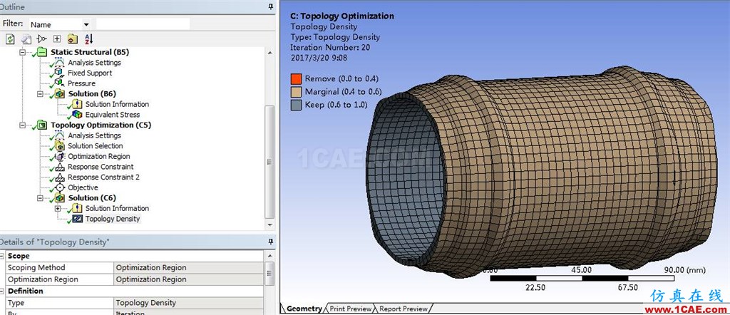 視頻分享 | ANSYS18.0中拓撲優化分析流程介紹ansys結構分析圖片2