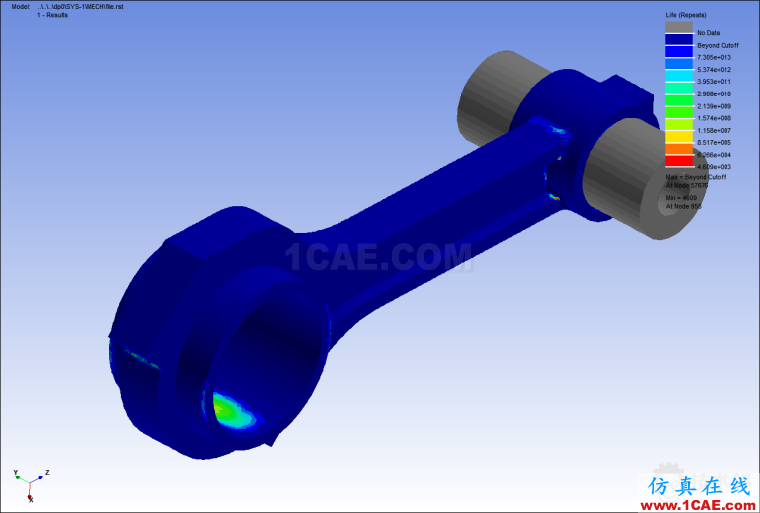 基于ANSYS workbench平臺下nCode Design Life的連桿疲勞分析簡例計算 blob.png